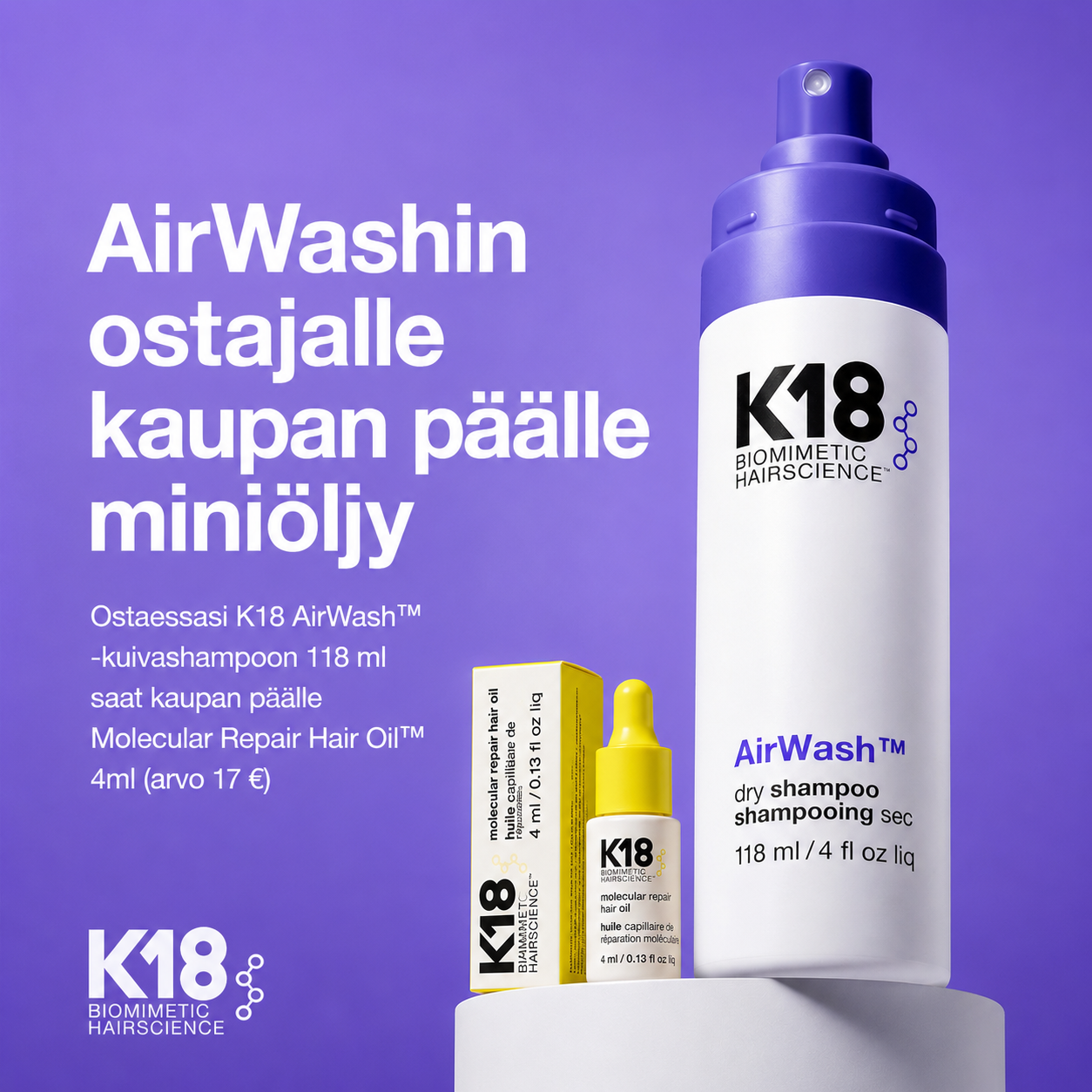 K18Hair AirWash™ dry shampoo